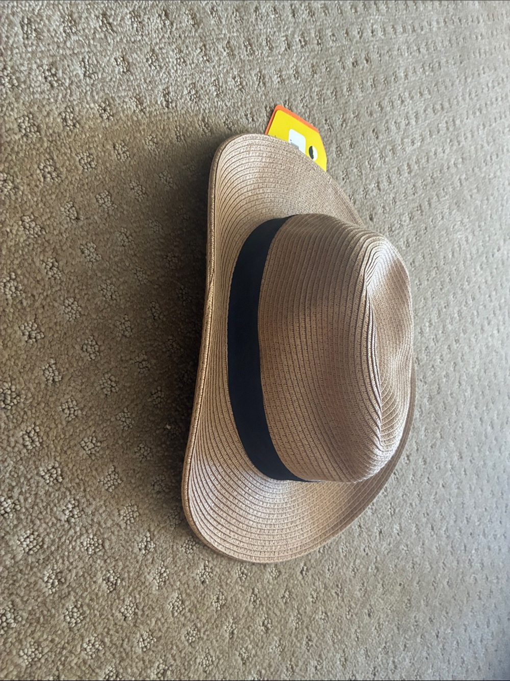Men's Tan Straw Fedora Hat with Black Band